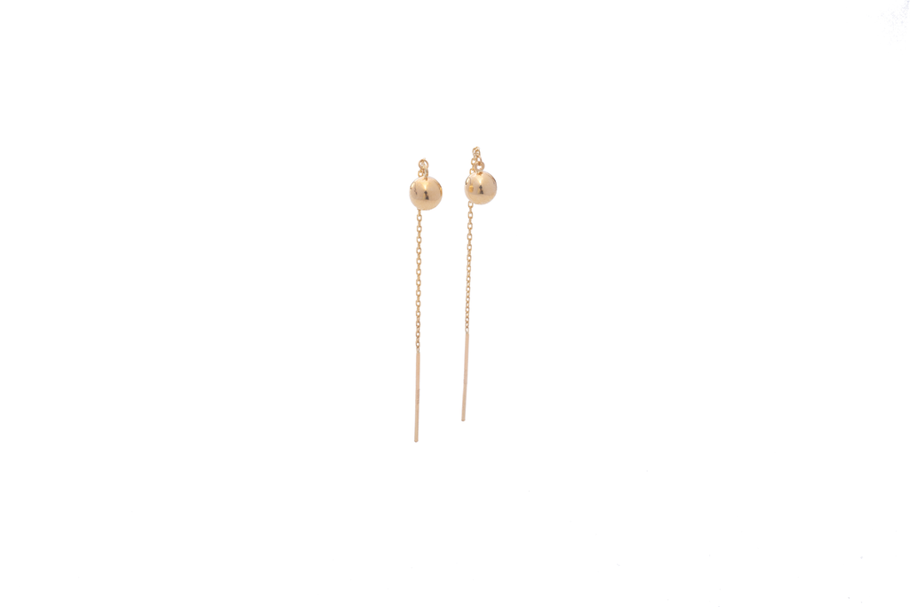 Aretes Largos con Esfera - Oro Amarillo 10k
