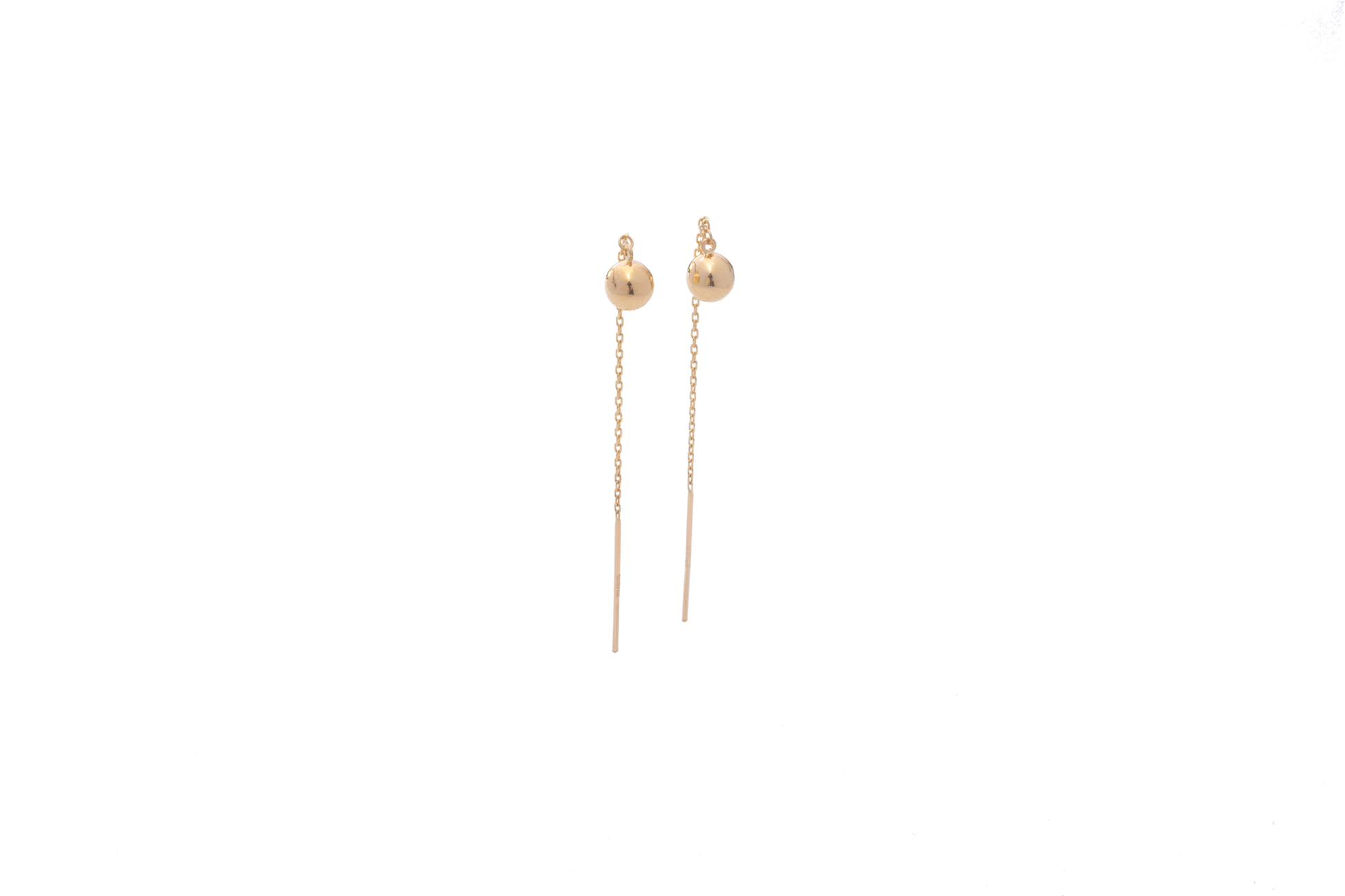 Aretes Largos con Esfera - Oro Amarillo 10k