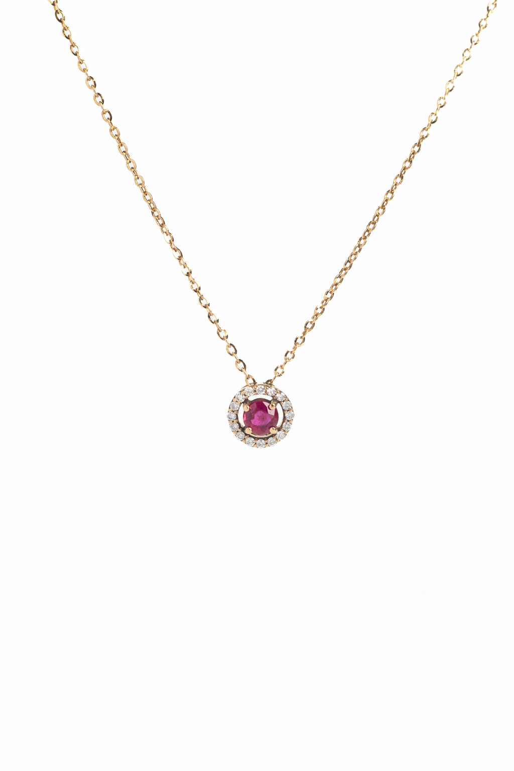 Dije Rubí y Diamantes - Oro Amarillo 14K