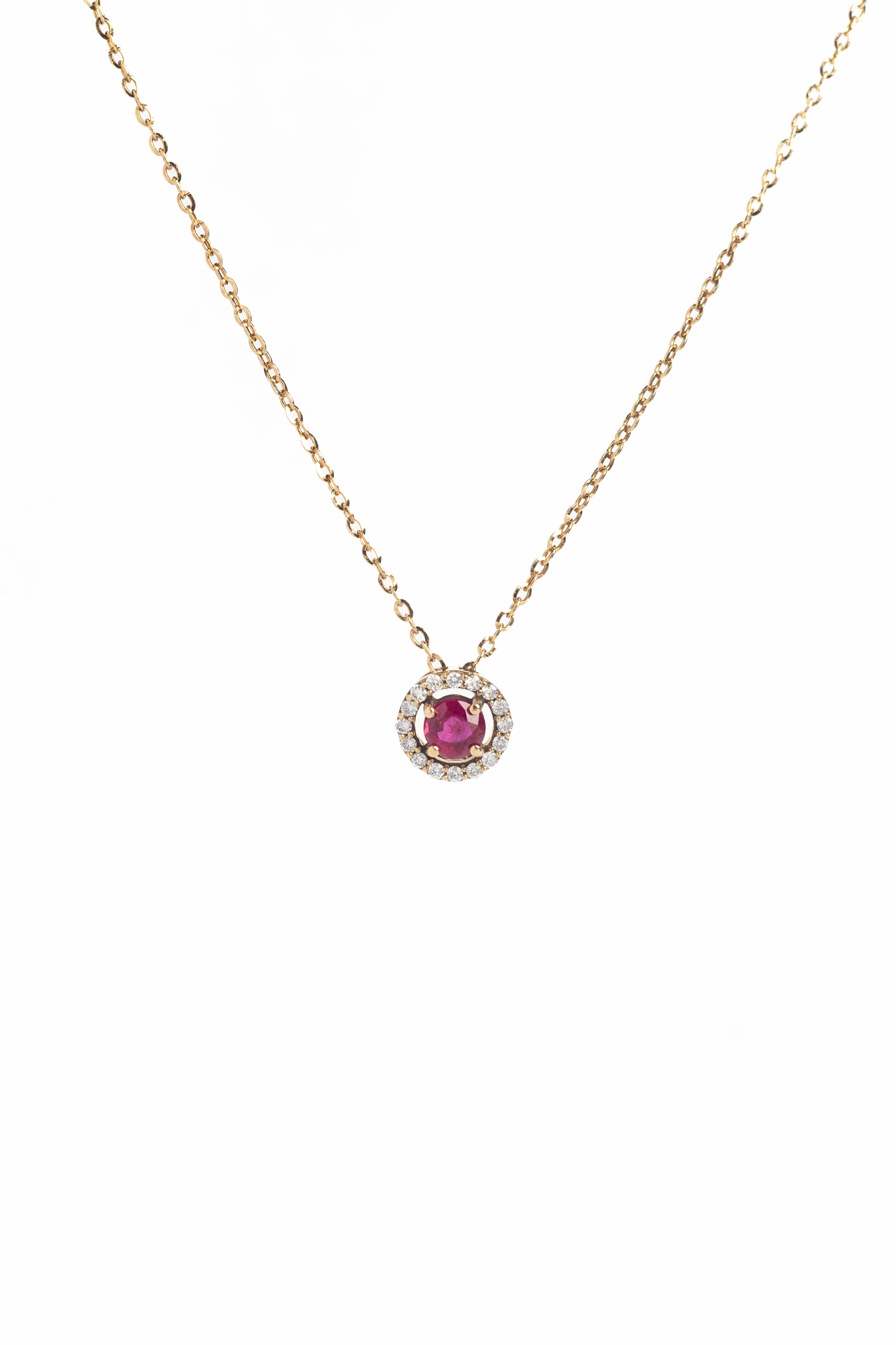 Dije Rubí y Diamantes - Oro Amarillo 14K