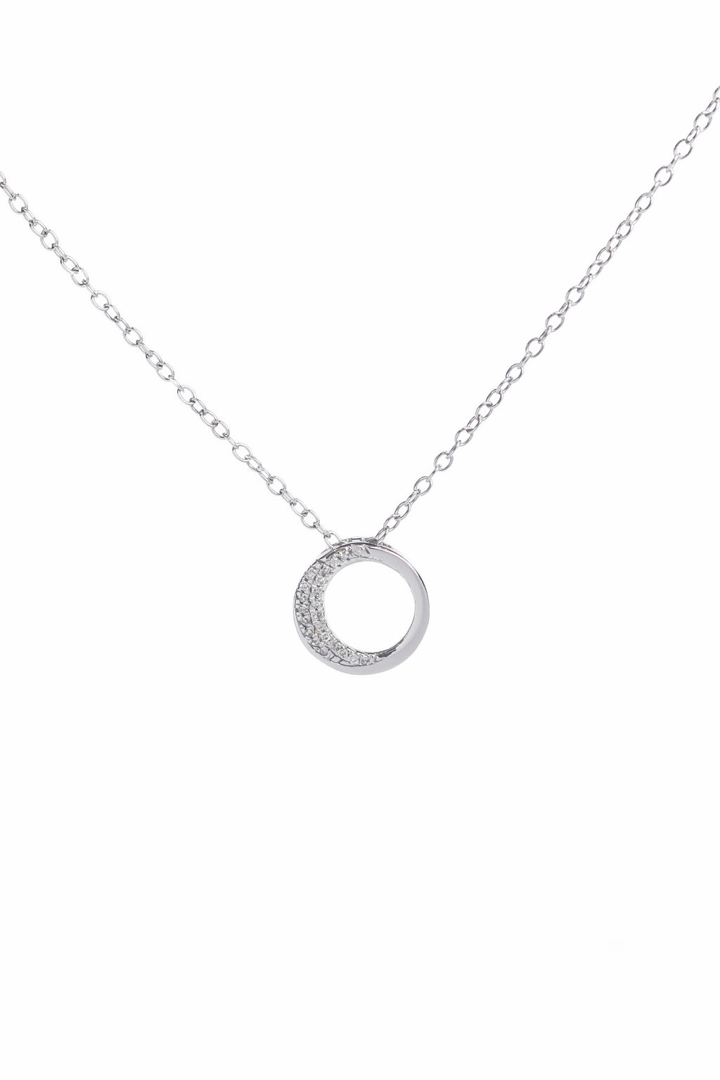 Dije Circular con Diamantes – Oro Blanco 14k