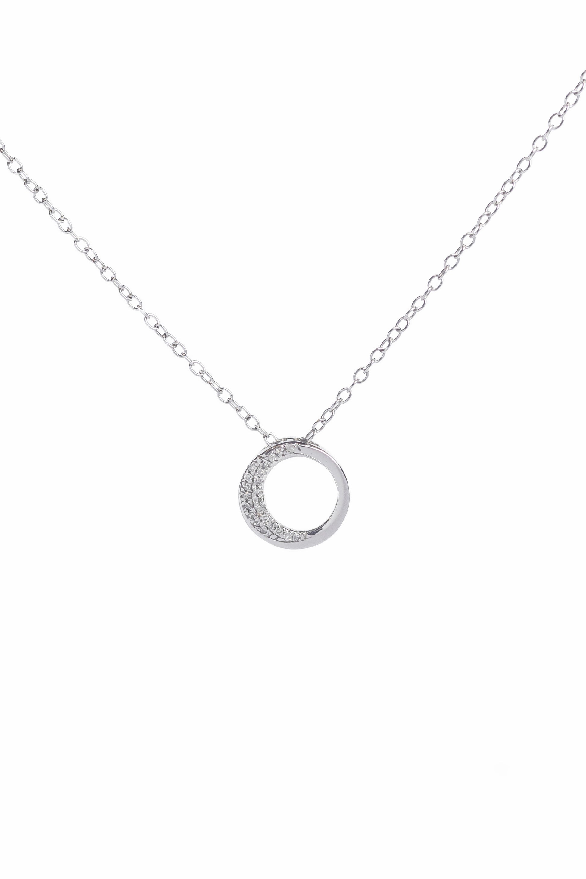 Dije Circular con Diamantes – Oro Blanco 14k