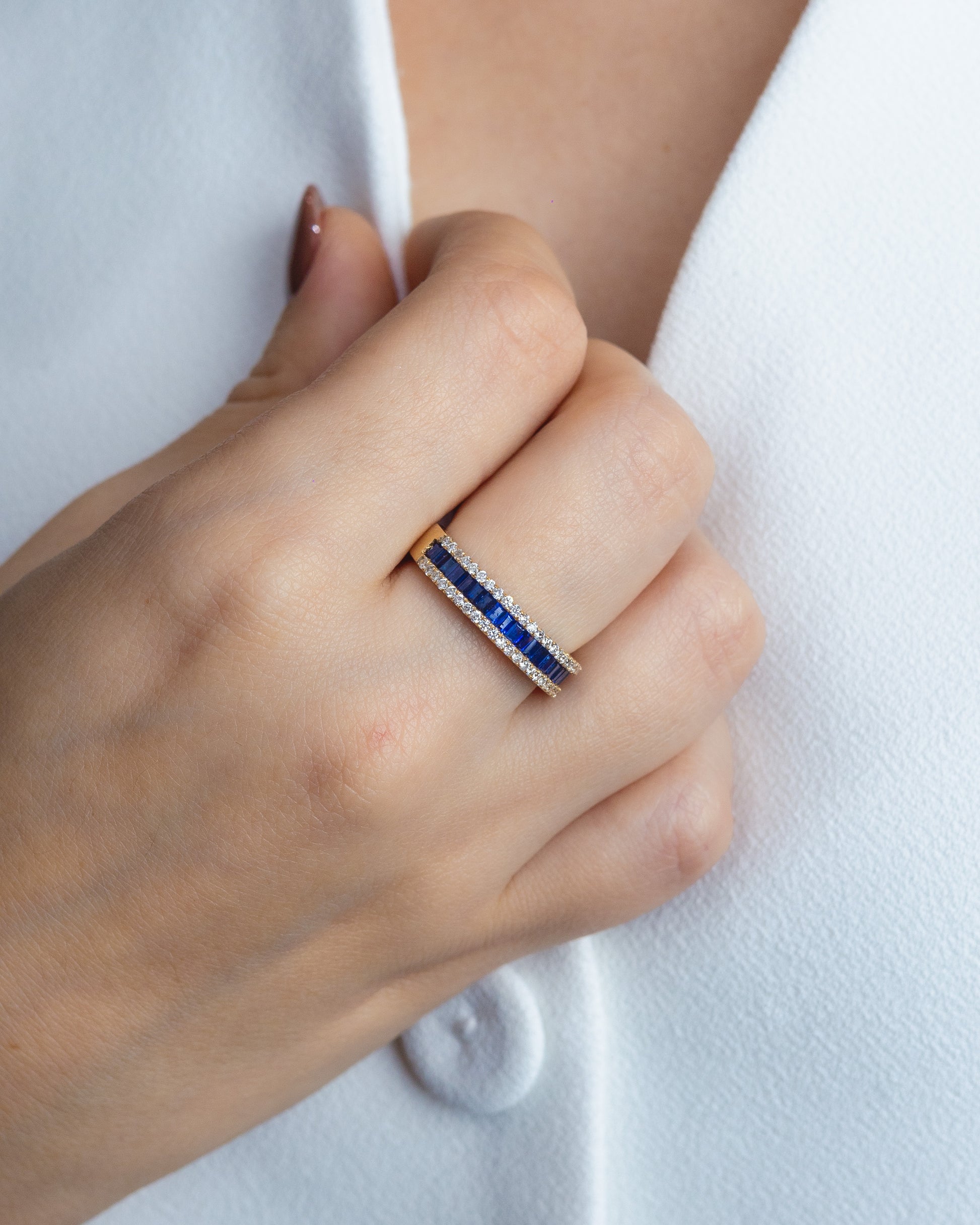 Churumbela de Zafiro y Diamantes – Oro Amarillo 14k
