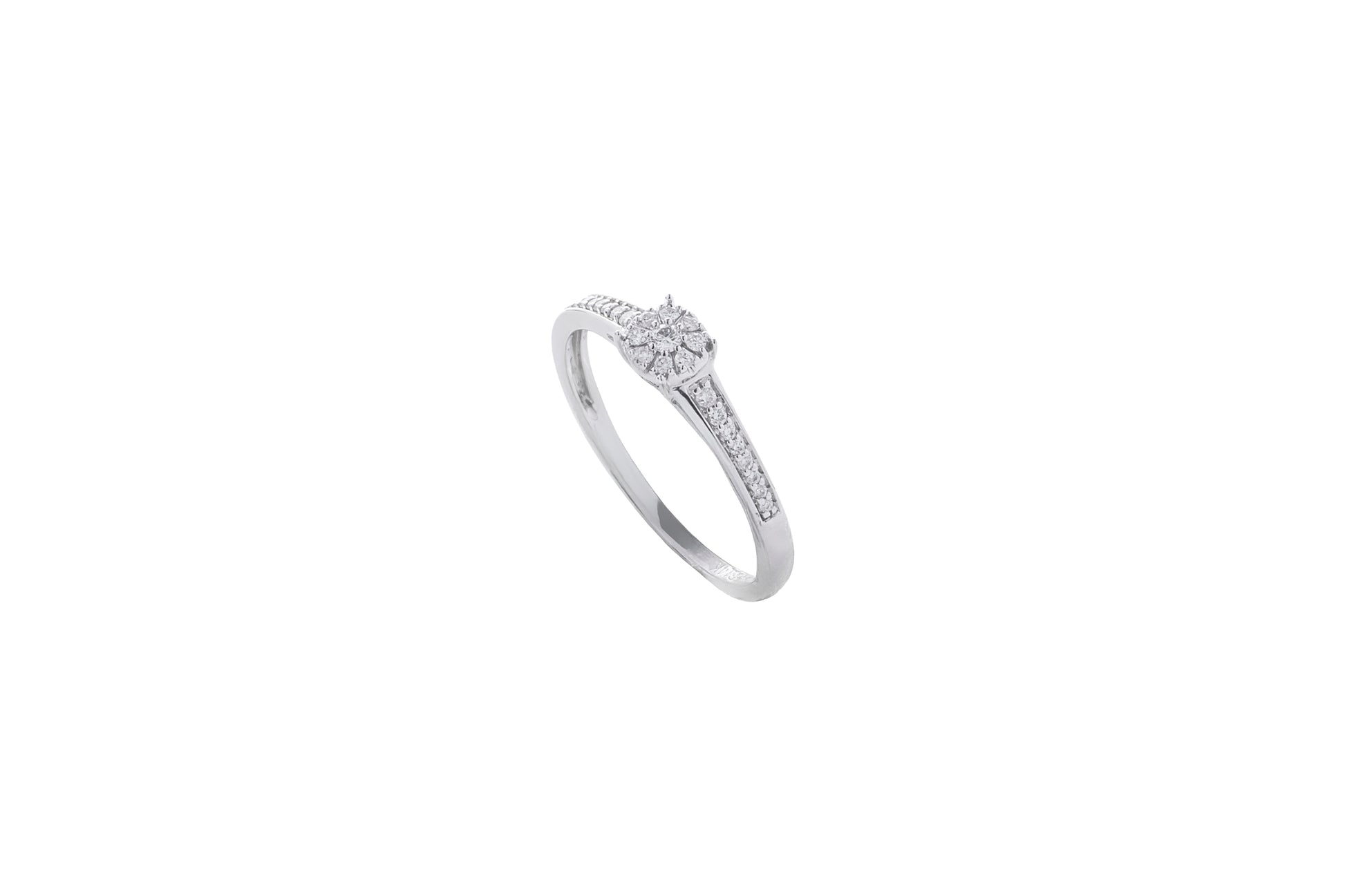Anillo de Compromiso en Oro Blanco 14k con Diamantes Estilo Ilusión