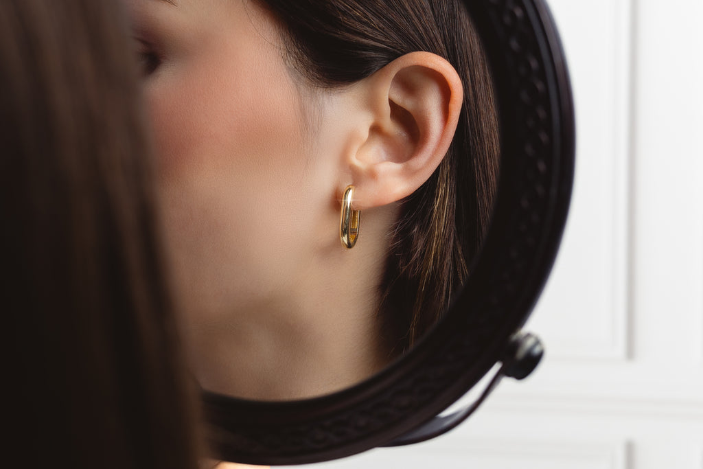 Aretes Arracada Ovalada - Oro Amarillo 10k