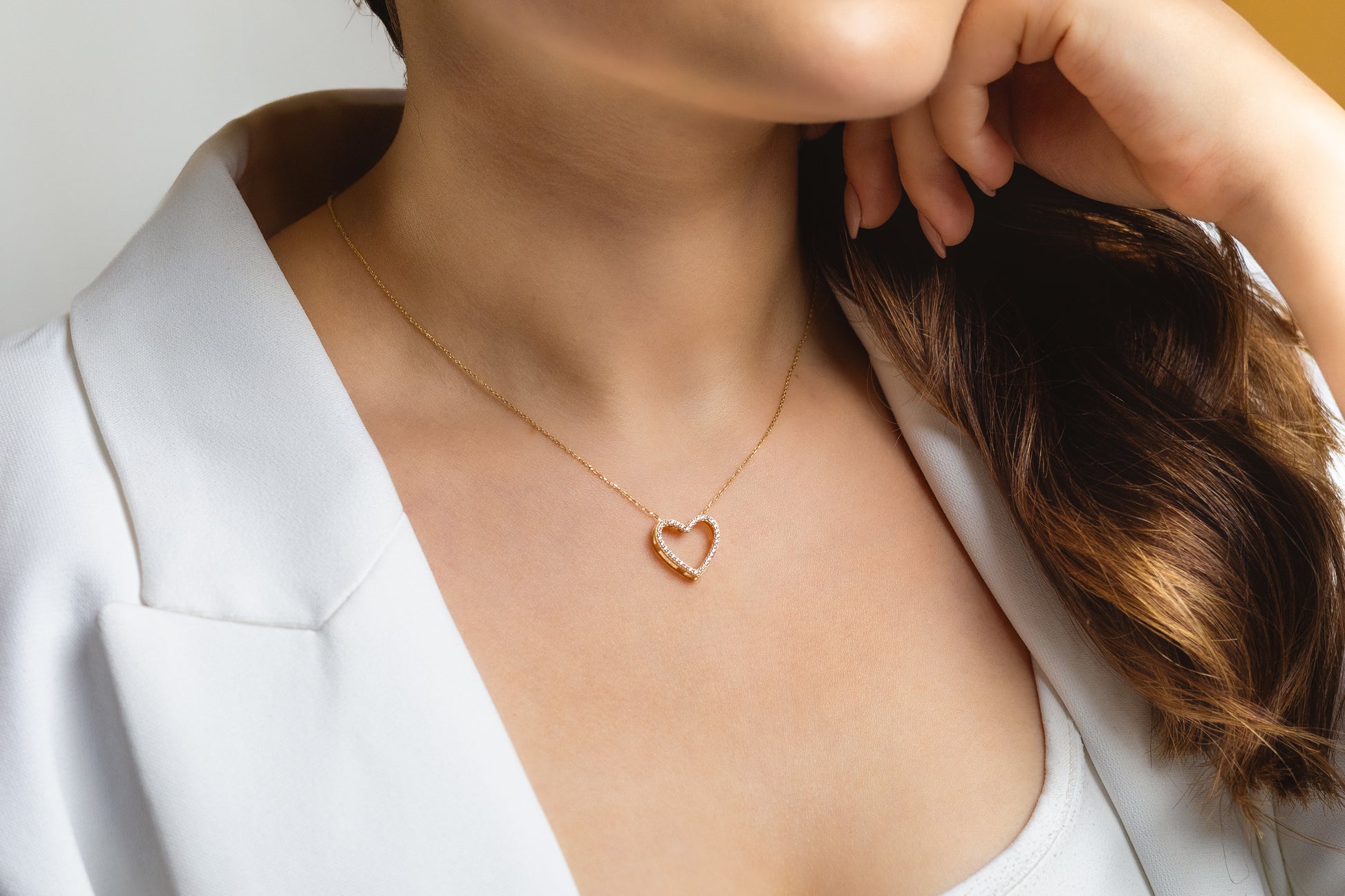 Cadena con Dije Corazón en Oro Amarillo 10k y Circonia Blanca