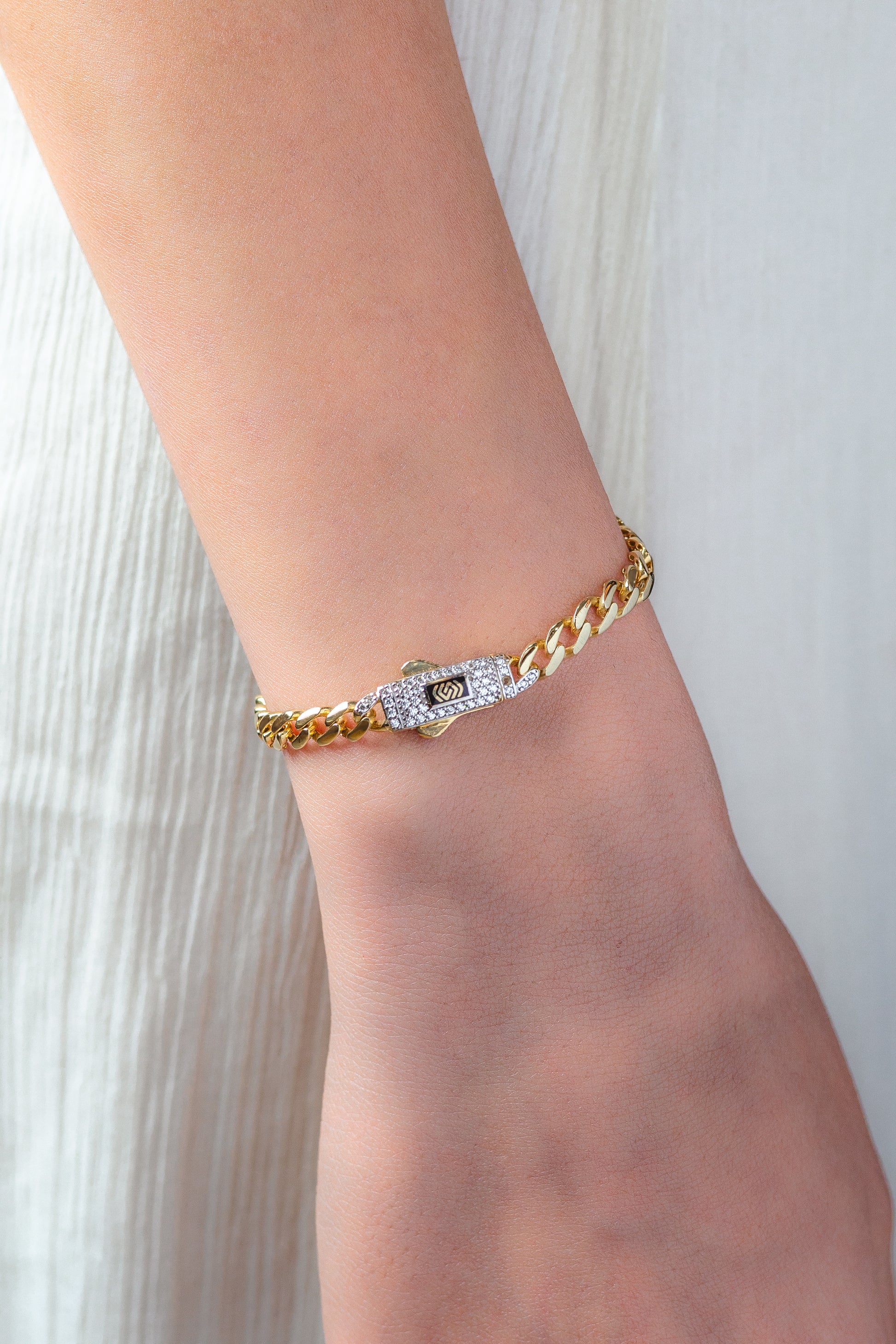 Brazalete Esclava Barbado Mónaco Chain - Oro Amarillo 10k