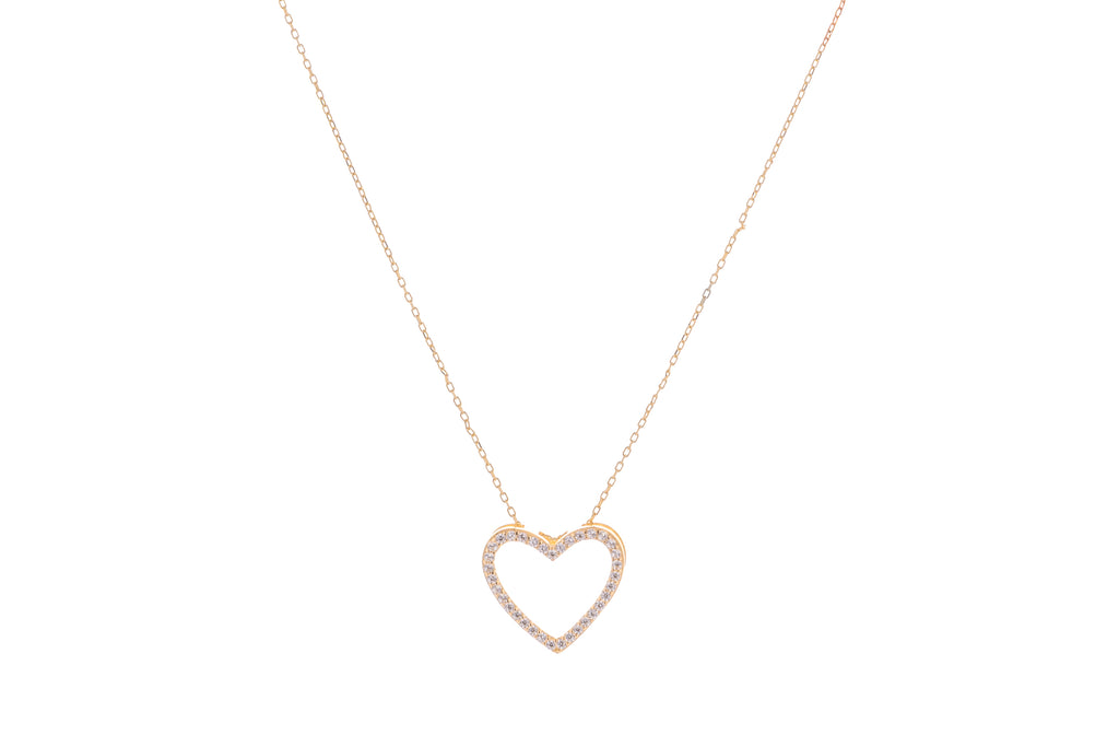 Cadena con Dije Corazón en Oro Amarillo 10k y Circonia Blanca