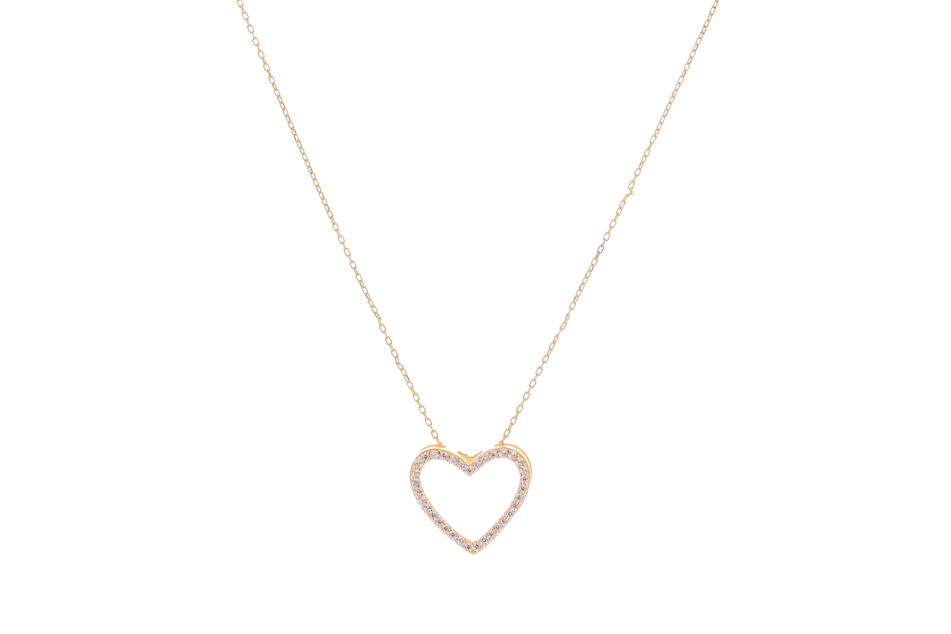 Cadena con Dije Corazón en Oro Amarillo 10k y Circonia Blanca