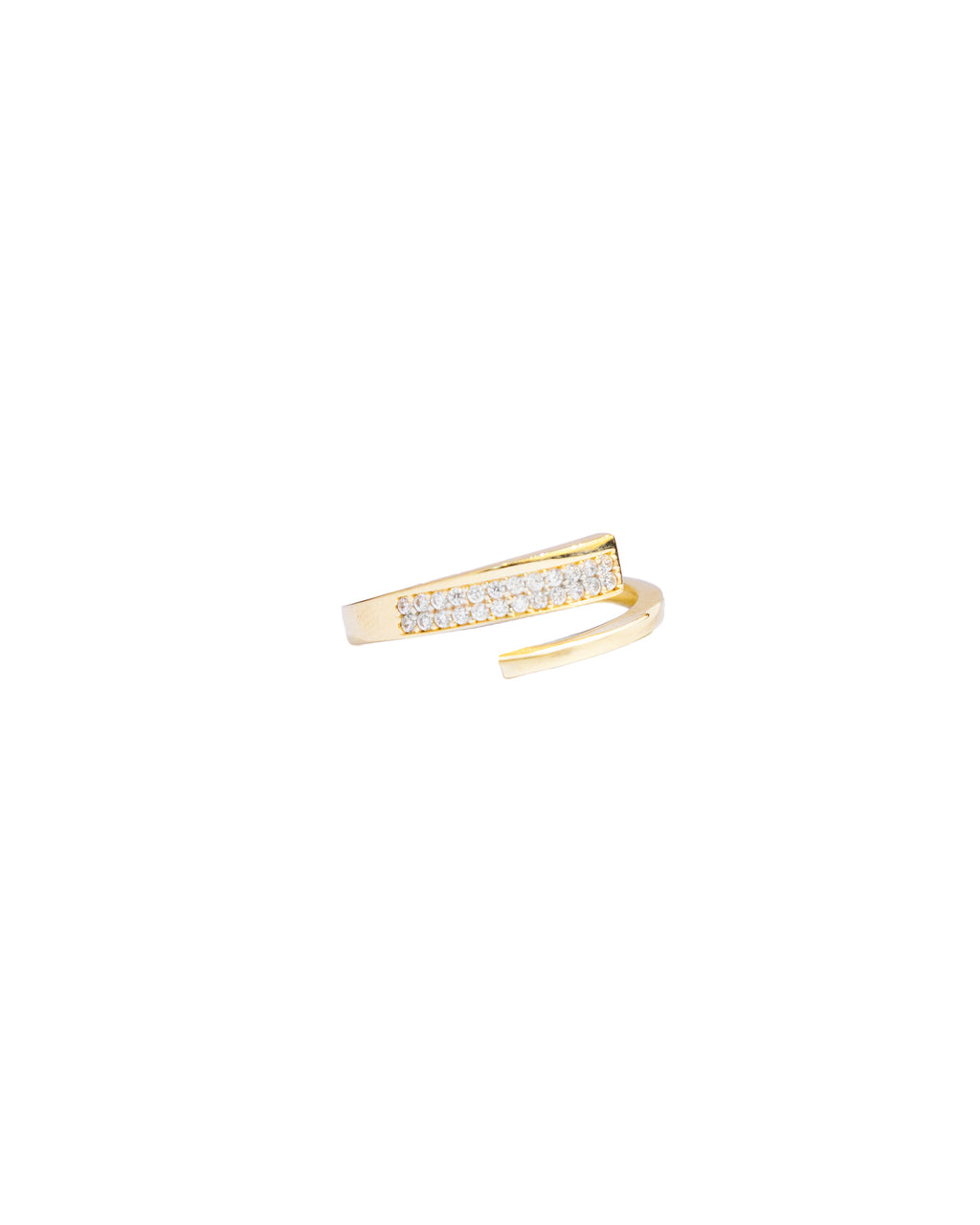 Anillo Diseño Abierto con Circonias - Oro Amarillo 10K
