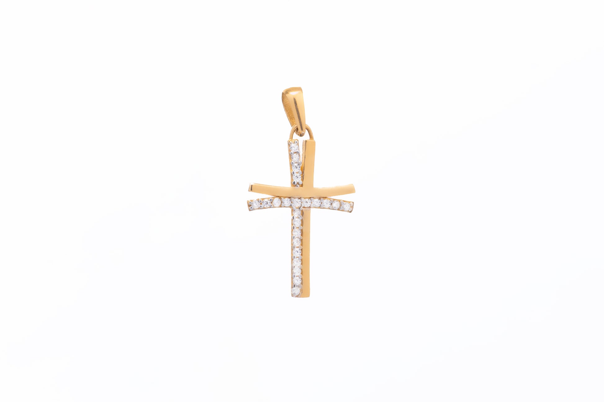 Dije Cruz Doble - Circonias Oro Amarillo 14k