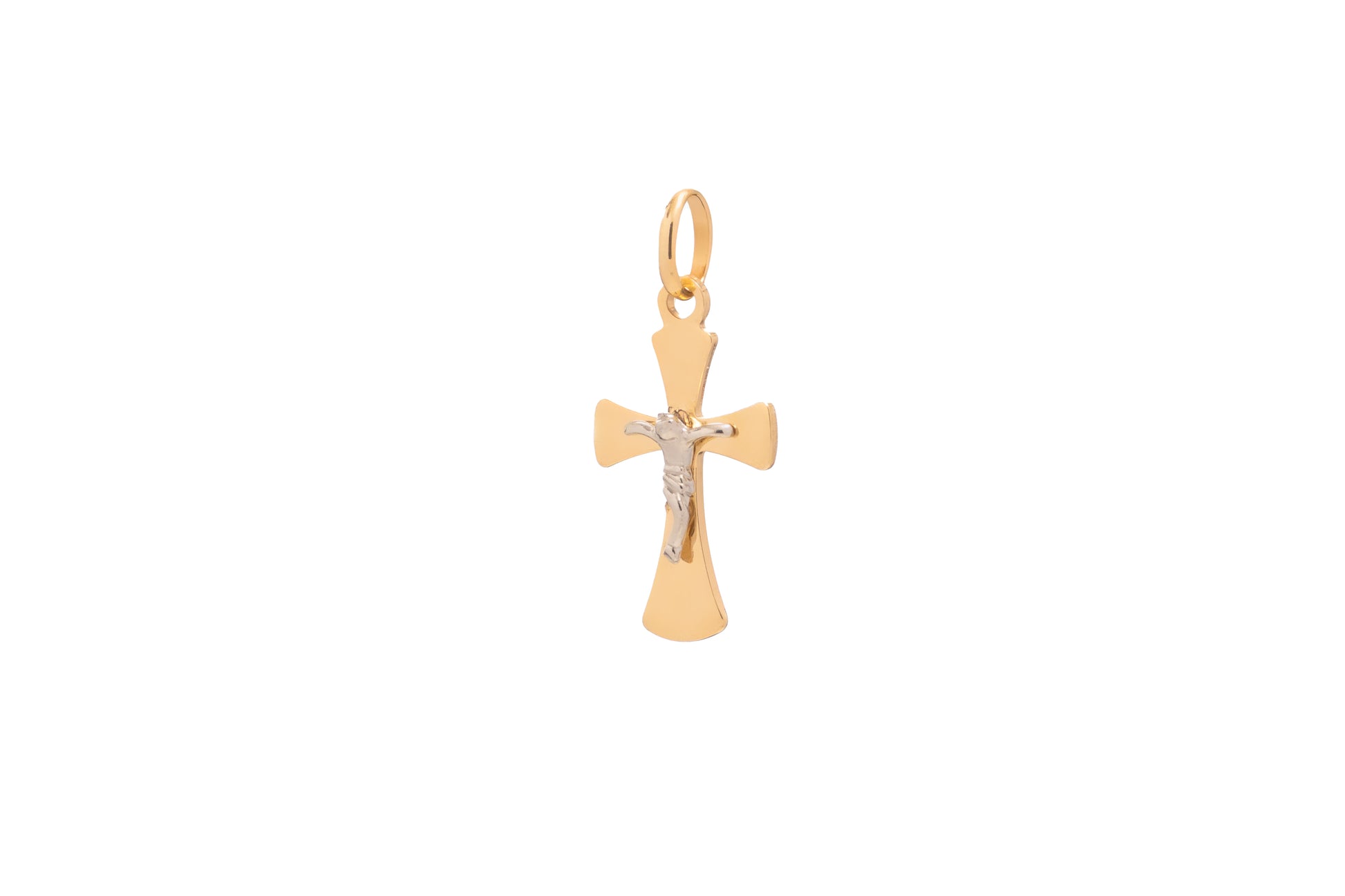 Dije Cruz con Cristo en Dos Oros 14k