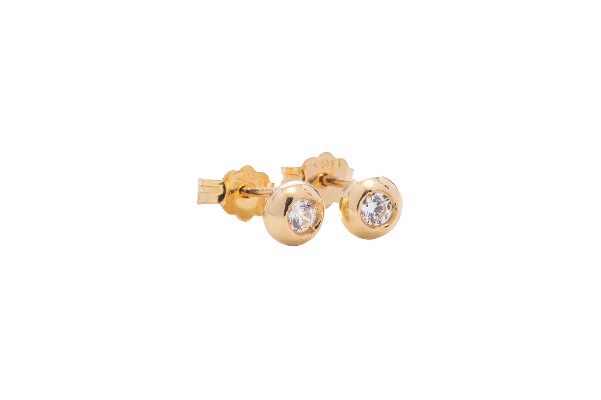 Aretes Huggie Circonia Central - Oro Amarillo 14k