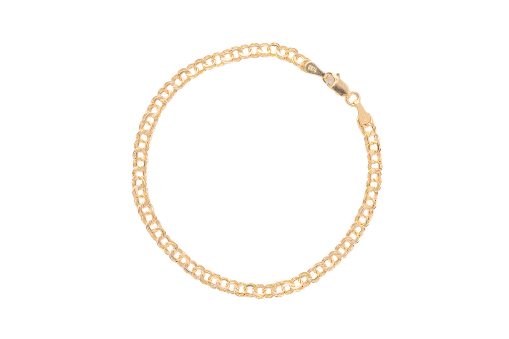 Brazalete Eslabón Doble en Oro Amarillo 10k