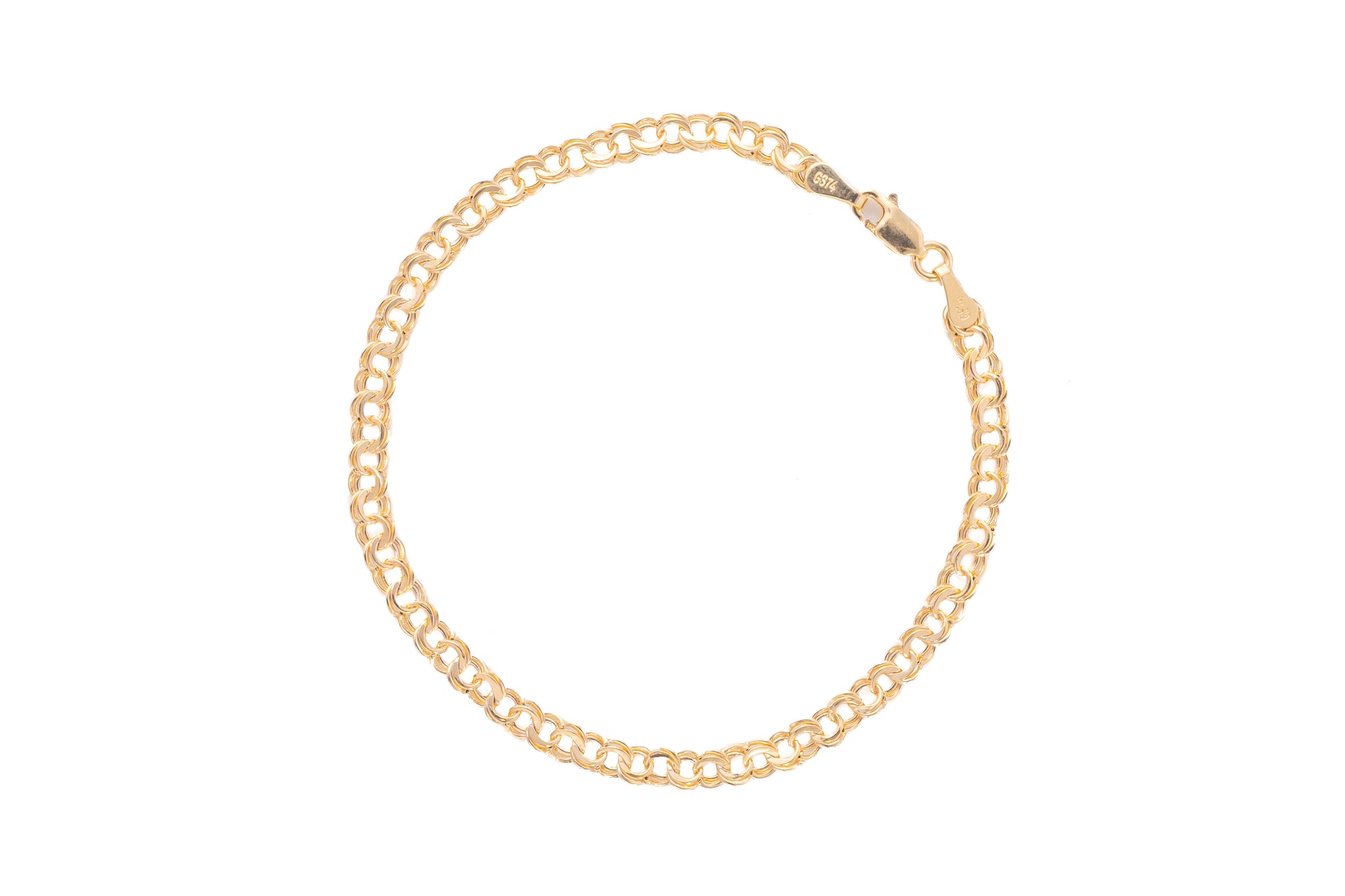 Brazalete Eslabón Doble en Oro Amarillo 10k