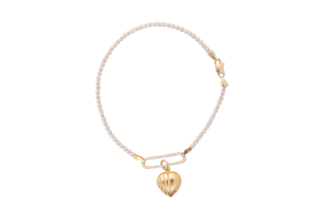 Brazalete Maleable con Dije Corazón - Oro Amarillo 10k