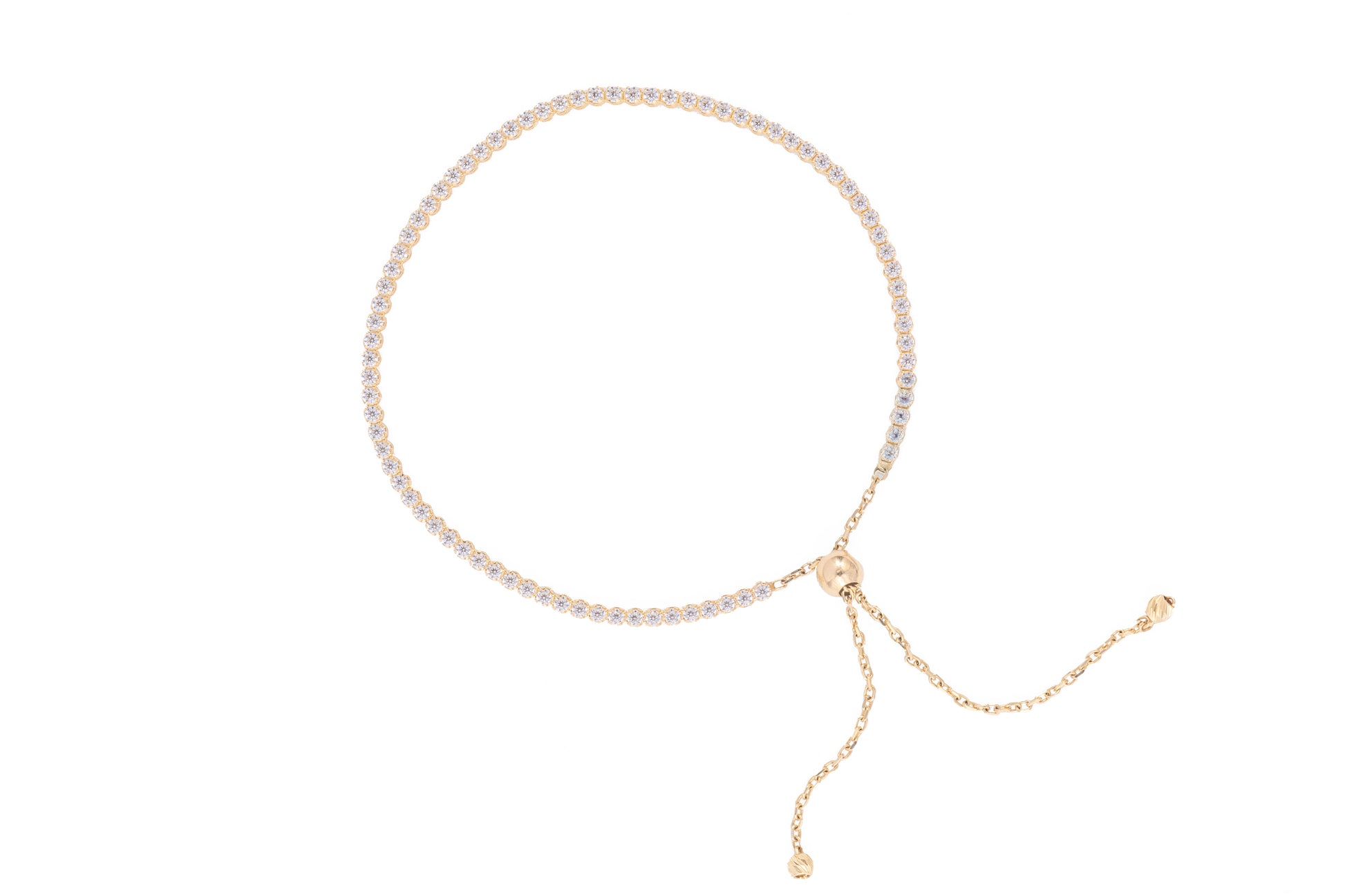 Brazalete Maleable Estilo Tennis en Circonia Ajustable - Oro Amarillo 10k