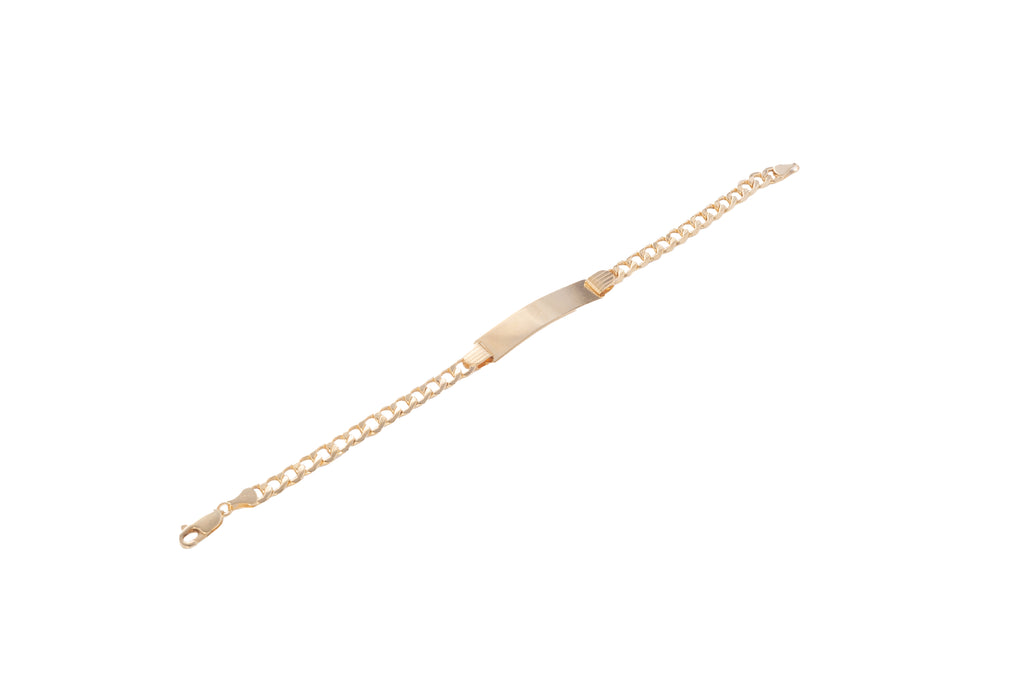 Esclava Tipo Barbada con Placa Personalizable - Oro Amarillo 10k