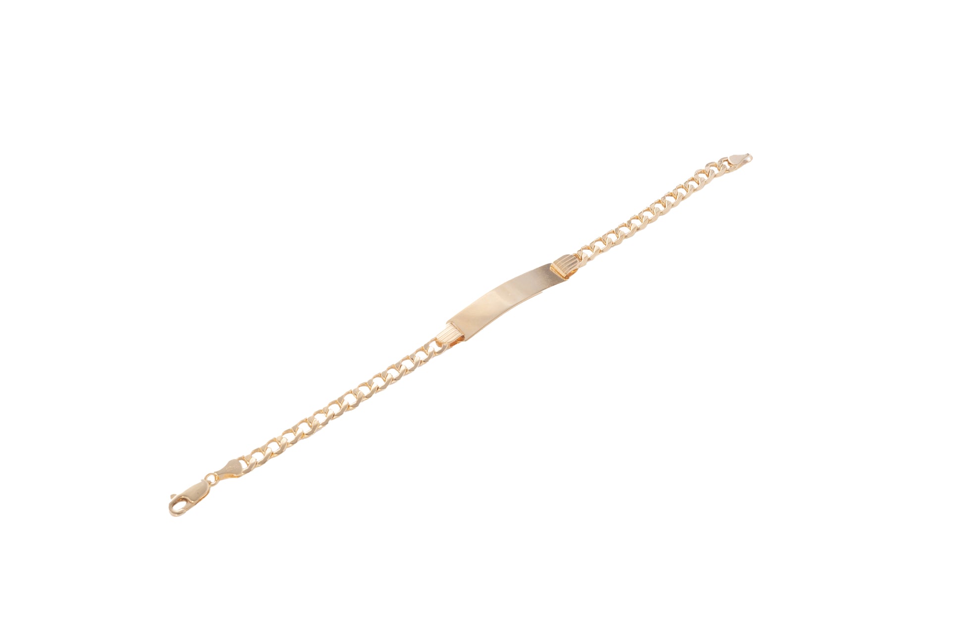 Esclava Tipo Barbada con Placa Personalizable - Oro Amarillo 10k