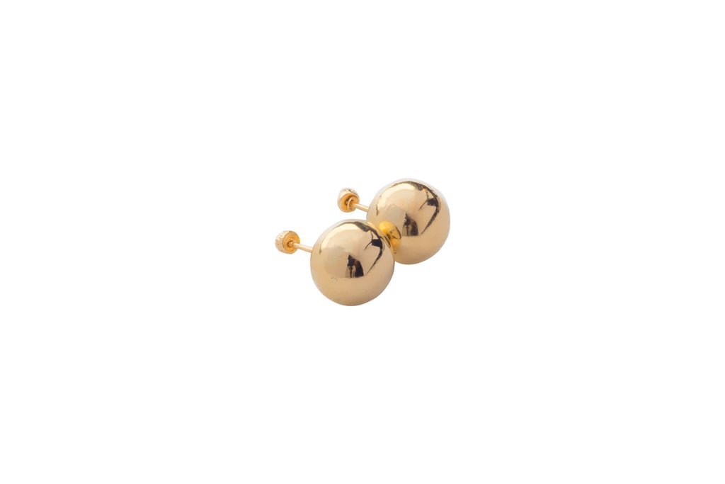 Arete Broquel en Oro Amarillo 10k – Esfera Lisa