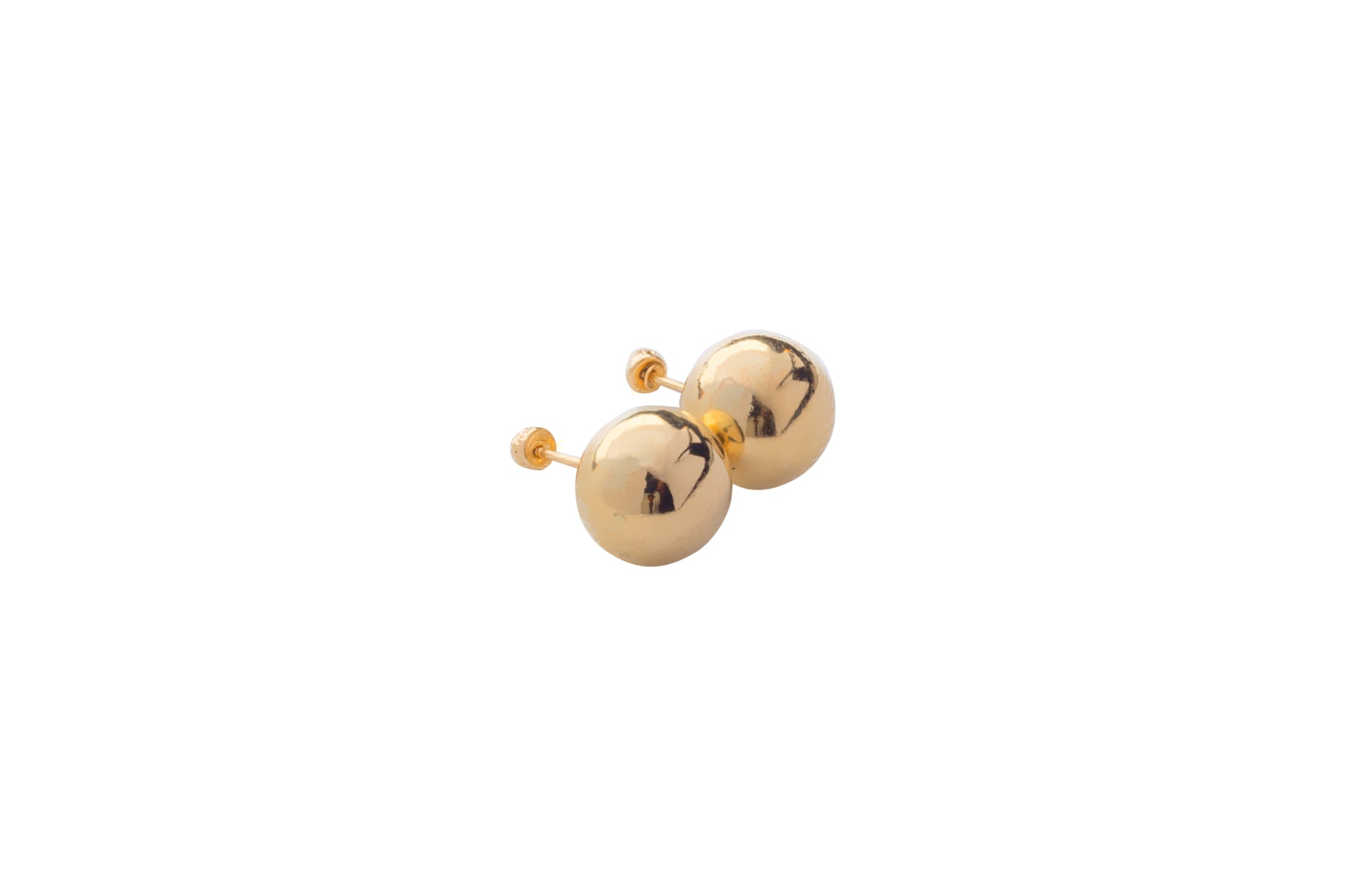 Arete Broquel en Oro Amarillo 10k – Esfera Lisa