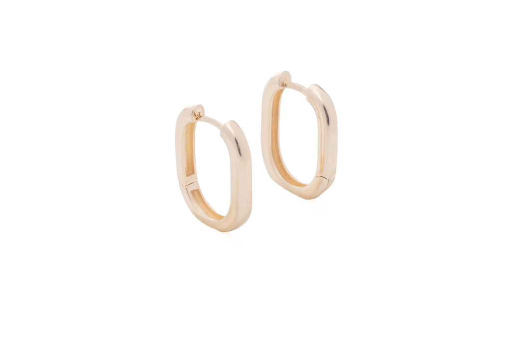 Aretes Arracada Ovalada - Oro Amarillo 10k