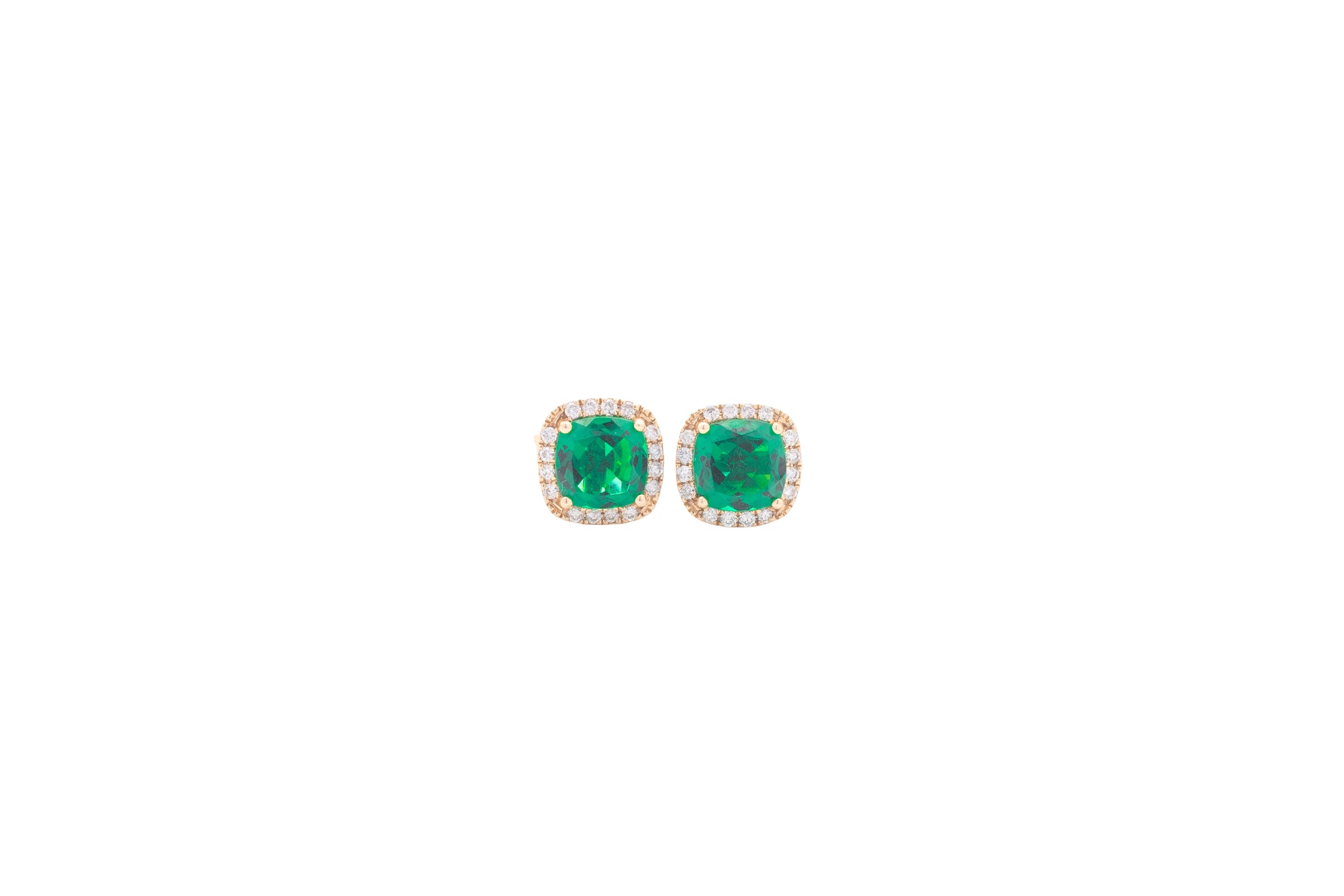 Aretes de Esmeralda con Diamantes - Oro Amarillo 14k